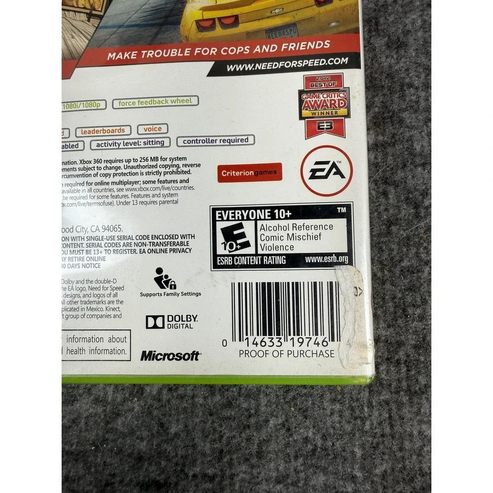 Need For Speed Most Wanted Xbox 360 Game Limited Electronic Arts NTSC-U/C